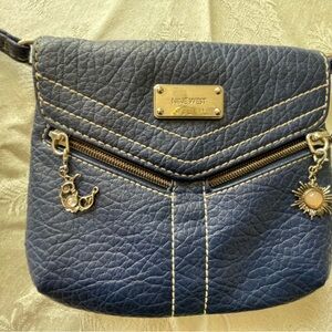 Nine West Blue Crossbody with Silver Hardware and Charm Accents.